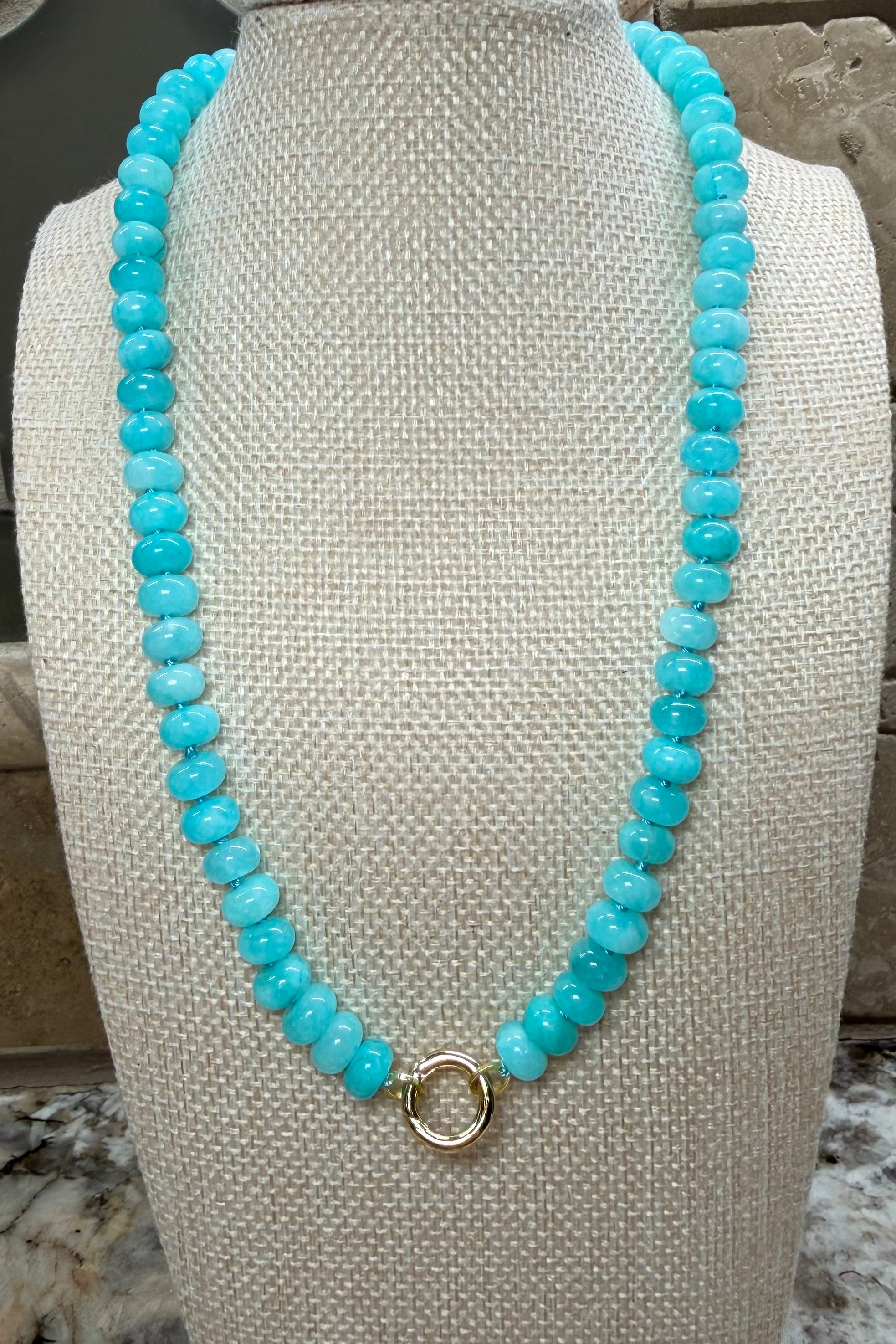 Gemstone Disc Beaded Necklaces - 5 COLORS