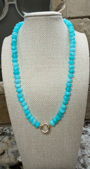 Gemstone Disc Beaded Necklaces - 5 COLORS