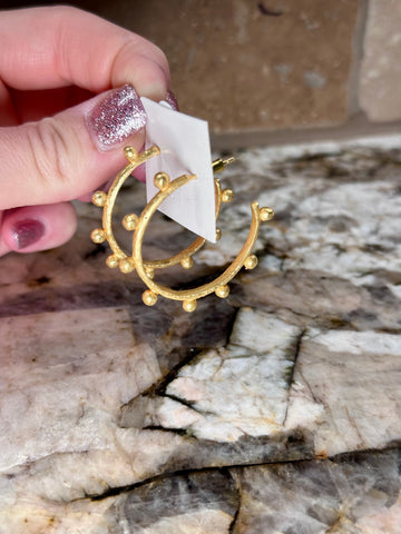 Smaller Beaded Gold Hoop Earrings