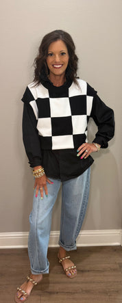 BLACK Ruffle Collar Button Down Top