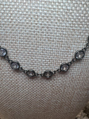 Dark Silver Crystal Necklace - Magnetic Closure