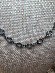 Dark Silver Crystal Necklace - Magnetic Closure