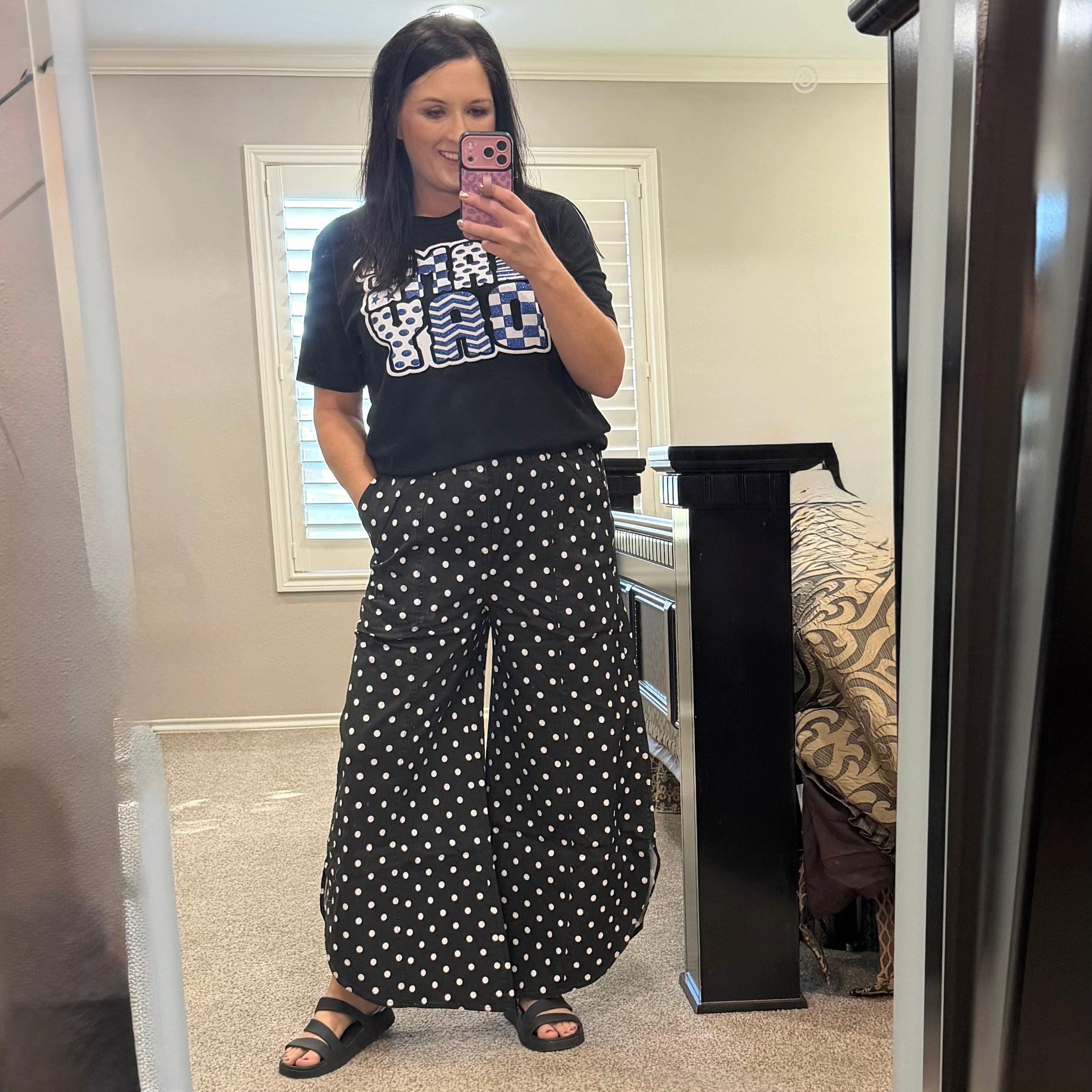 Black Polka Dot Scoop Bottom Pant