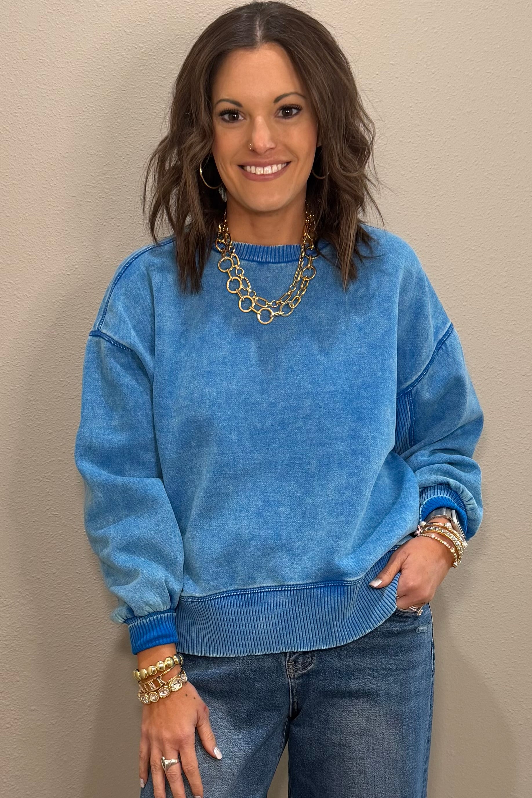Acid Washed Fleece Oversized Sweatshirt - 10 COLORS