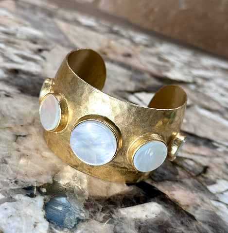 Gold Cuff w/ Pearl Accents