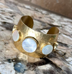 Gold Cuff w/ Pearl Accents