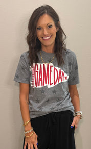 Pennant Game Day in White Ink with Glitter Puff Tee