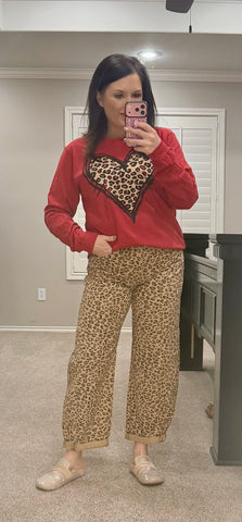 Risen Camel Leopard Slight Barrel Pant