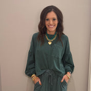 Dark Green Mineral Wash Pant Set