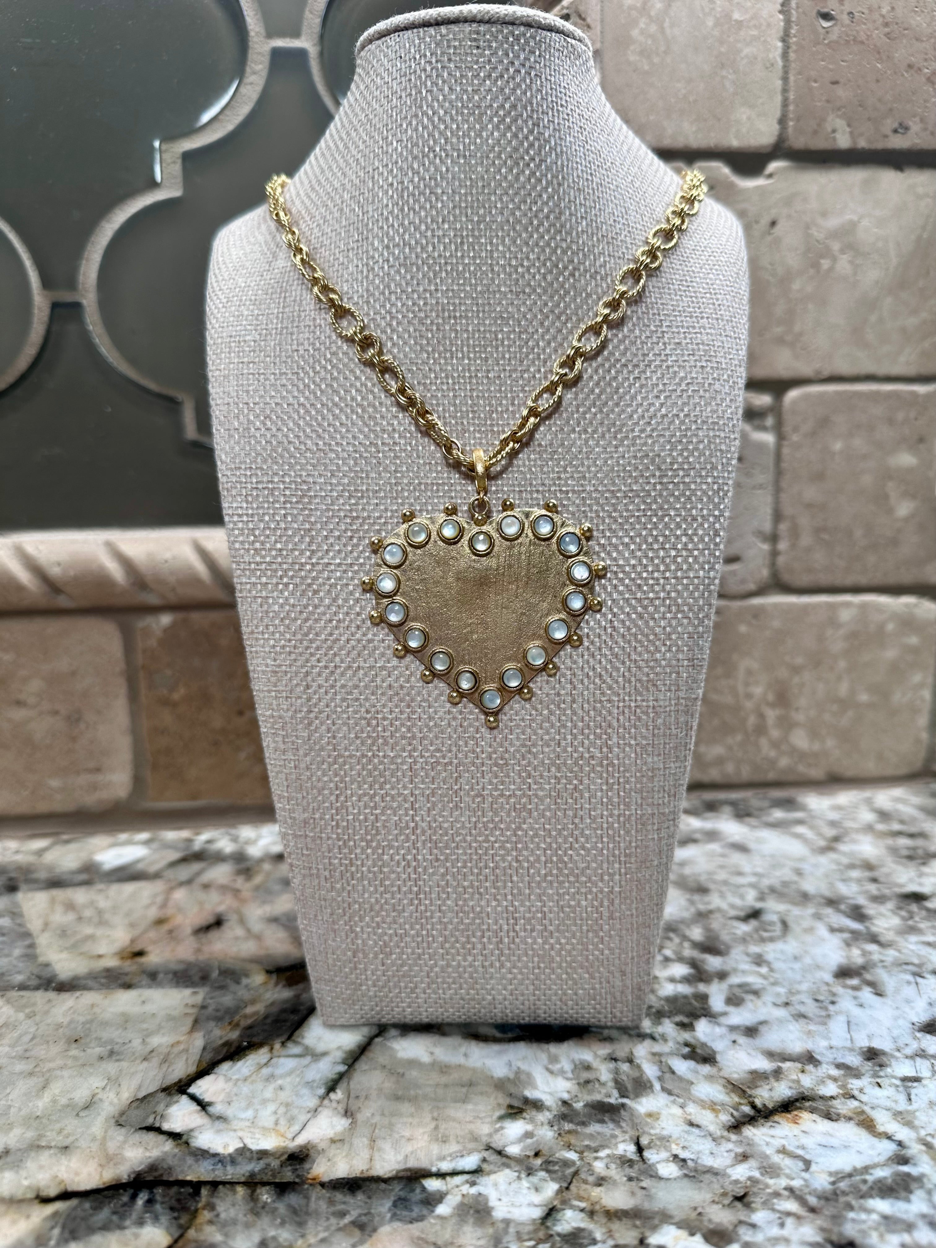 Pearl Heart Charm Necklace
