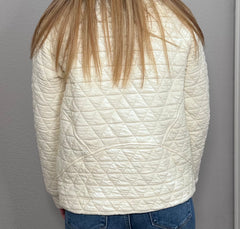 Cream Quilted Half Zip Sweatshirt