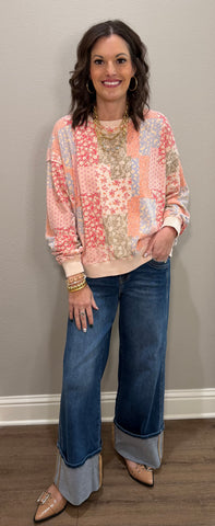 Light Blush Patchwork Floral Top