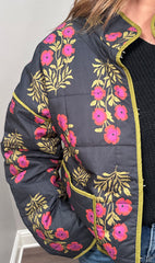Black Floral Quilted Jacket
