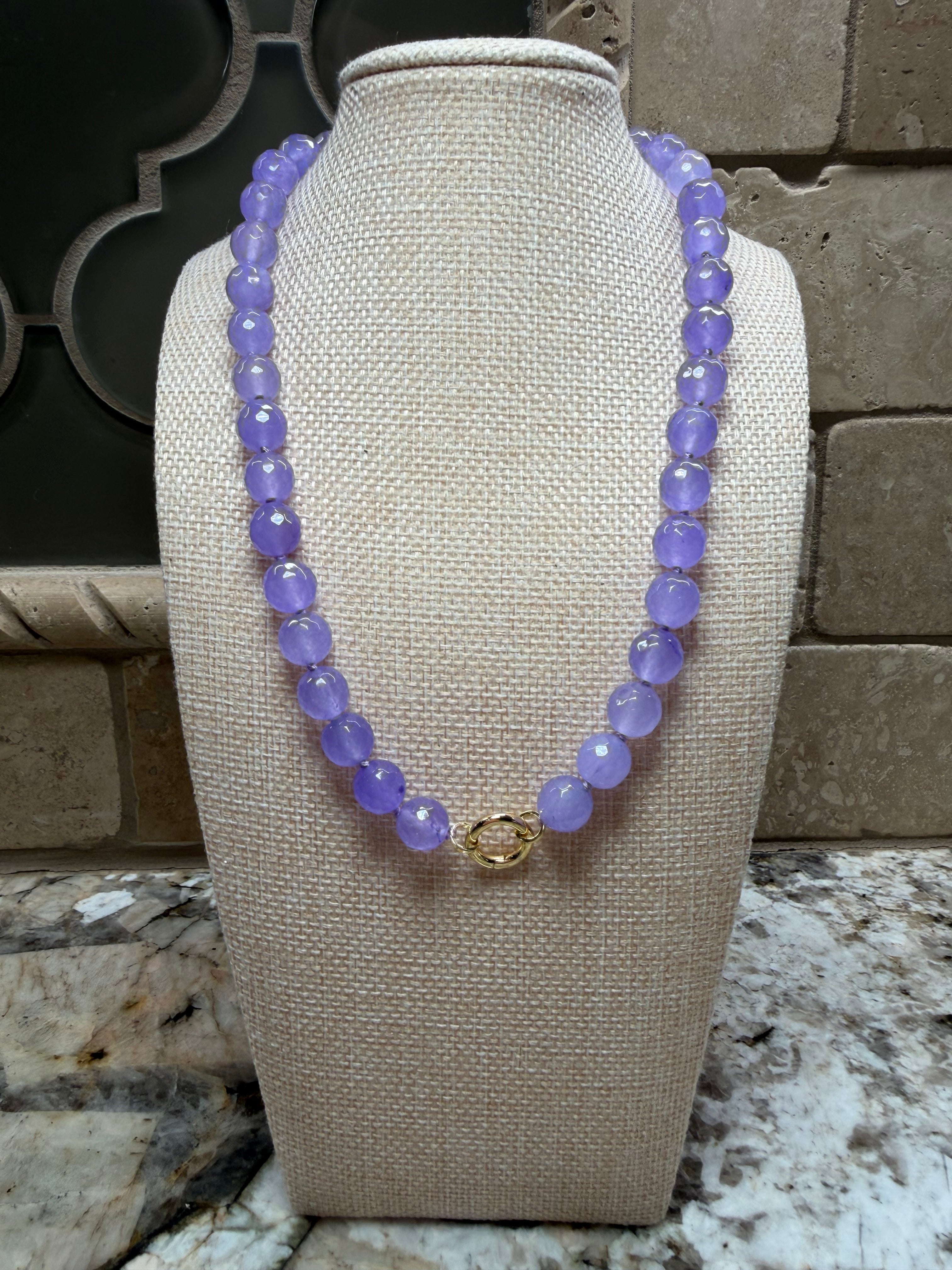 Round Gem Beaded Necklaces - 4 COLORS