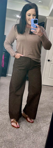 Brown Leopard Cuffed Hem Pants
