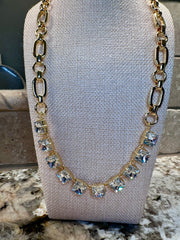 Gold Chain Necklace w/ Crystal Stones - 3 Styles