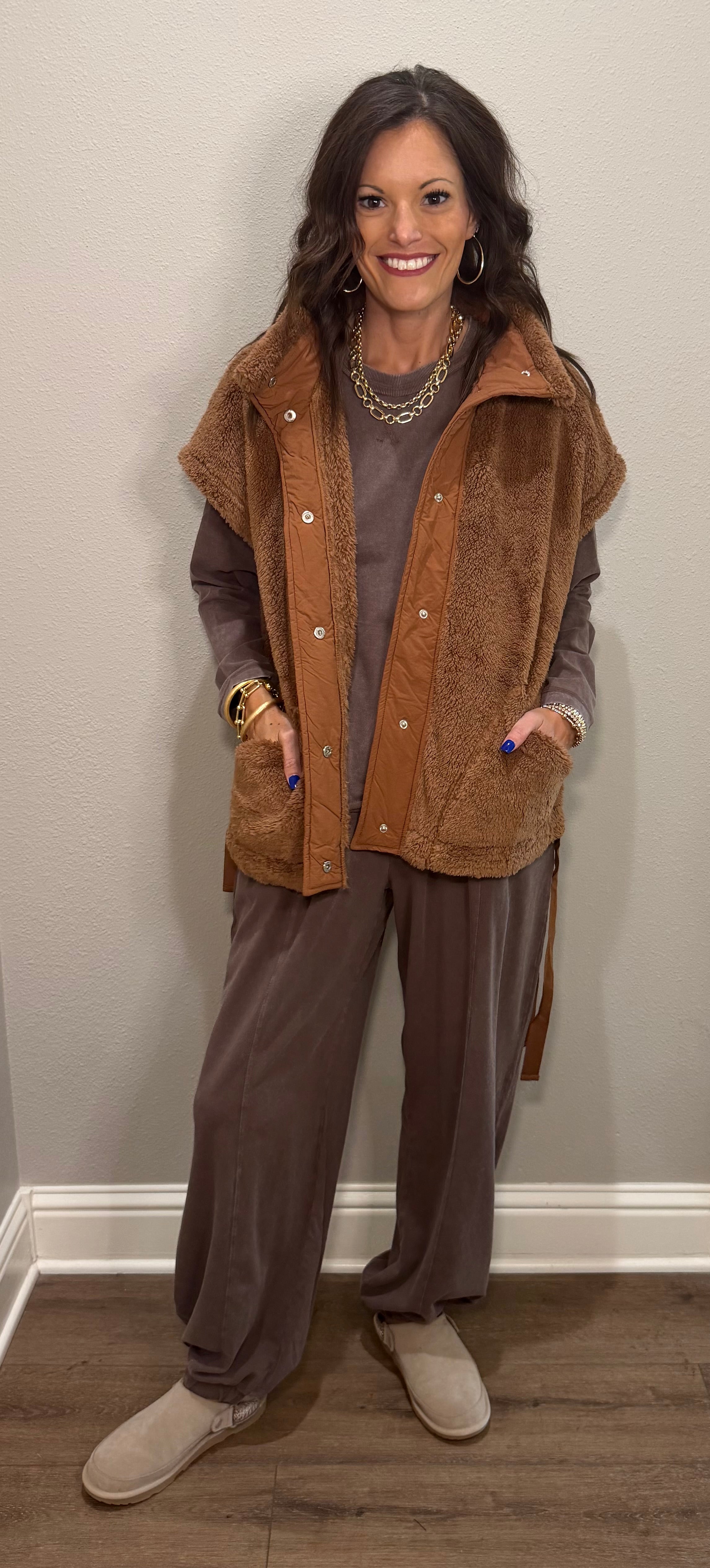 Light Brown Fuzzy Vest