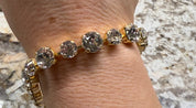 Gold Rhinestone Linked Bracelet - Alternating Size Stones