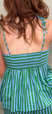 Light Blue/Green Striped Pant Set