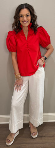 White Front Seam Cropped Dress Pant