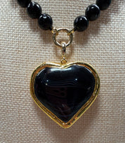 Black Stone Heart Charm