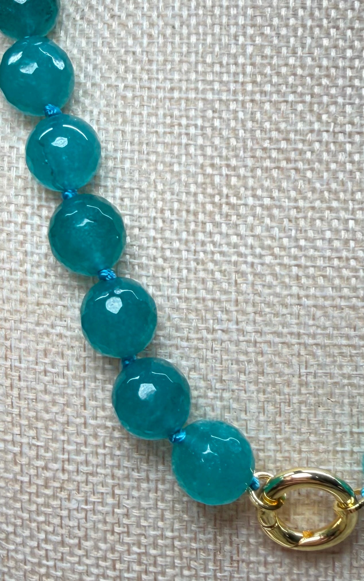Medium Sized Aqua Beaded Necklace w/ Magnetic Closure