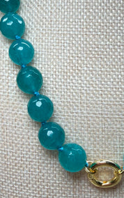 Medium Sized Aqua Beaded Necklace w/ Magnetic Closure