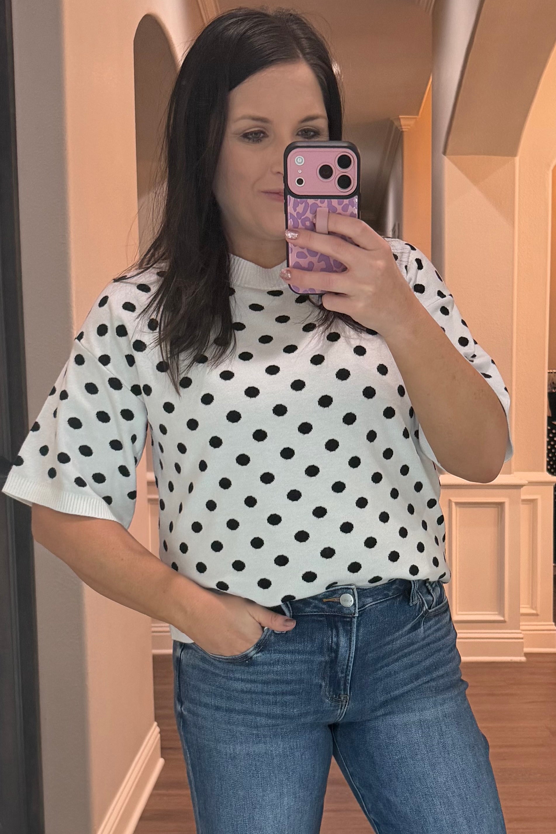 Oversized Polka Dot Sweater Top - 2 COLORS