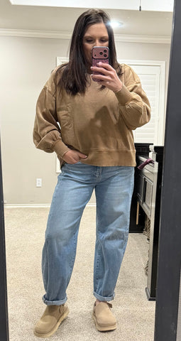 Acid Washed Fleece Oversized Sweatshirt - 2 COLORS