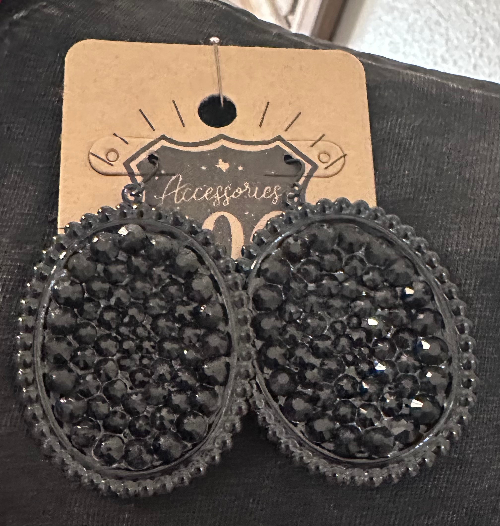Black Rhinestone Disc Earrings