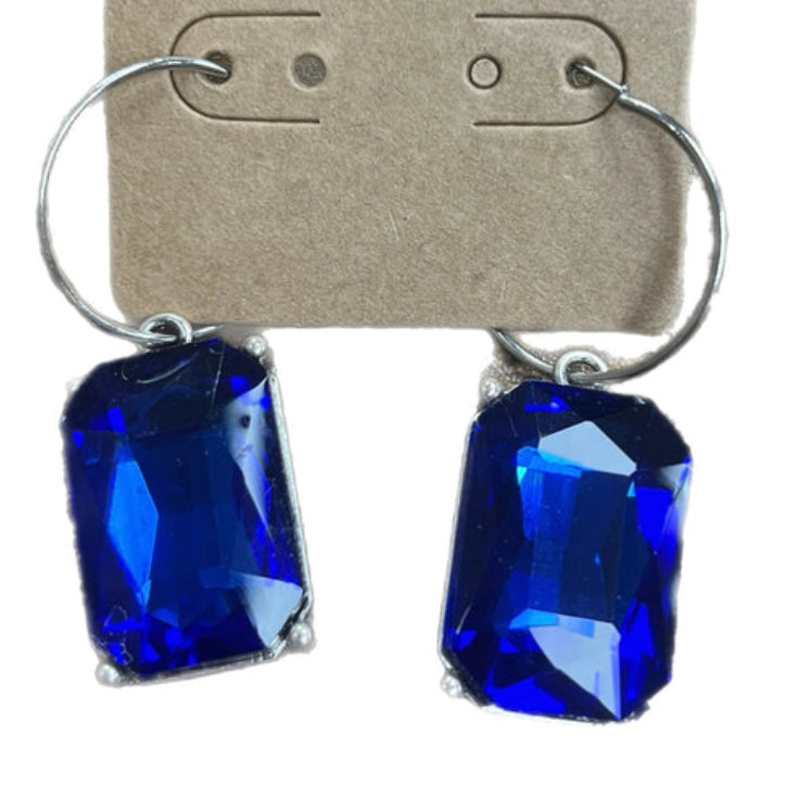 Blue Crystal Hoop Earrings