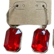 Red & Green Crystal Hoop Earrings - 2 COLORS