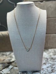 Small Crystal Heart Gold Chain Necklace