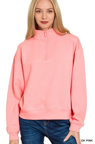 Bright Coral Pink 1/4 Zip Scuba