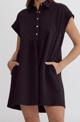 Black Quilt Printed Dress