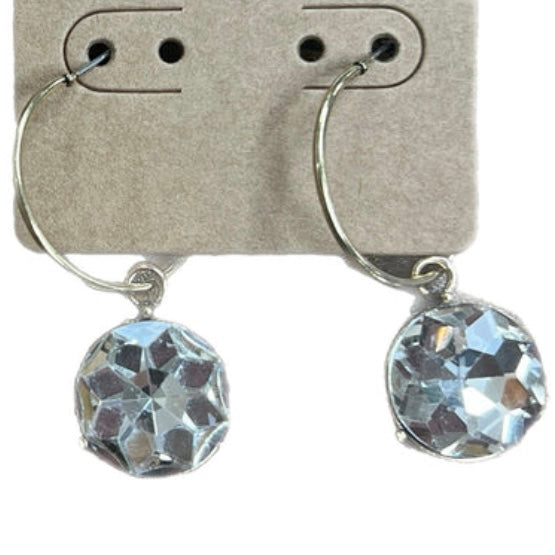 Clear Crystal Round Hoops in Gold