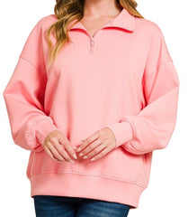 1/4 Zip Scuba Pullover w/ Pockets - 5 COLORS