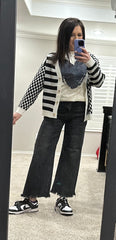 Black & White Multi Stripe/Checkered Sweater