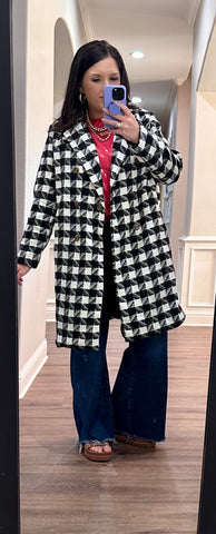 Black & White Tweed Peacoat