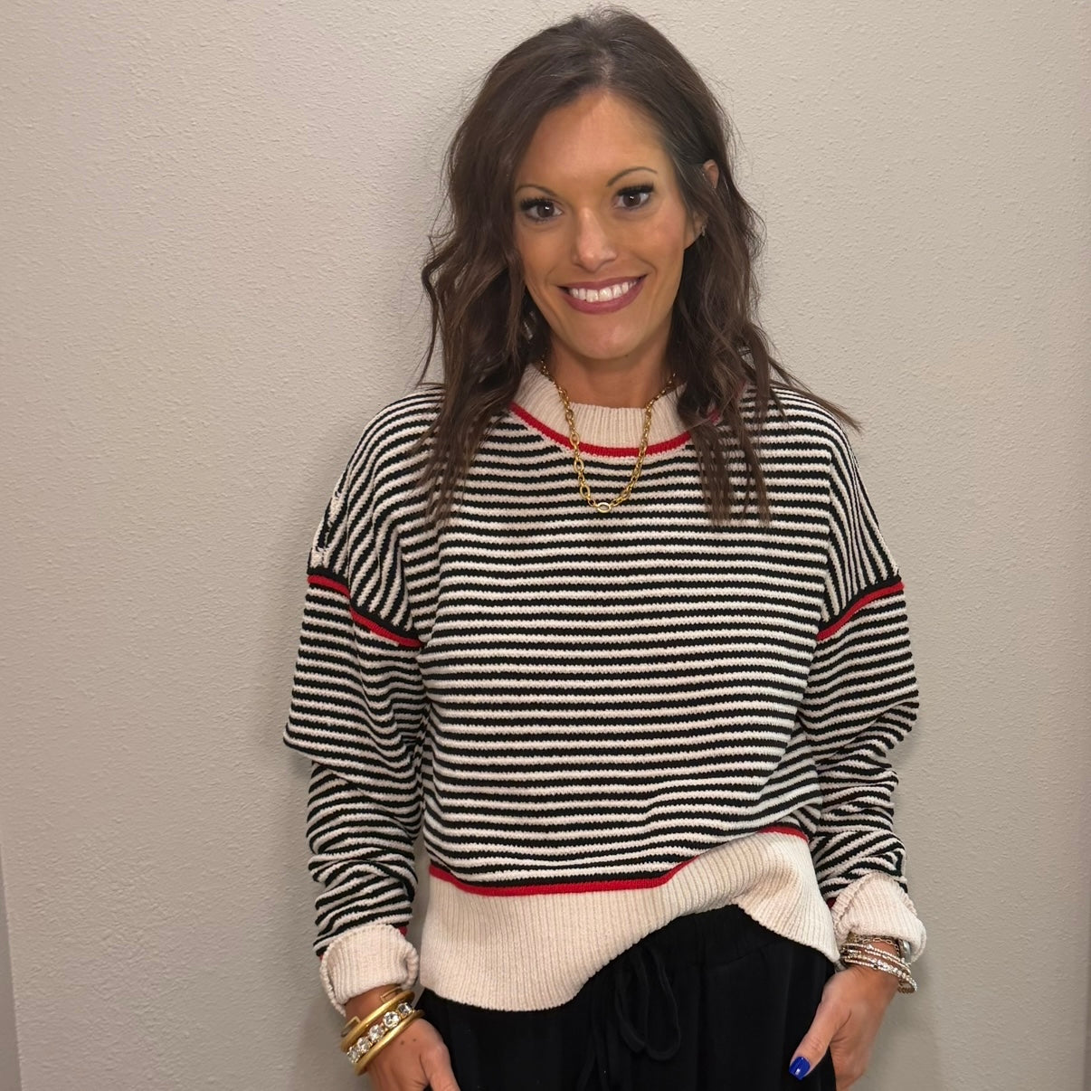 Black Striped Knit Sweater