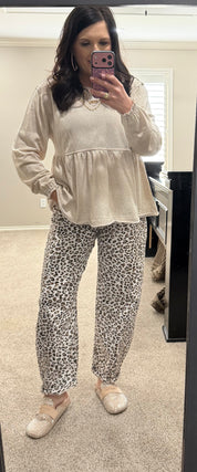 Oatmeal Washed Terry Babydoll Top