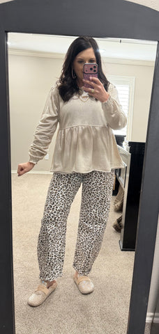 Oatmeal Washed Terry Babydoll Top