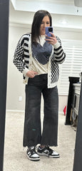 Black & White Multi Stripe/Checkered Sweater