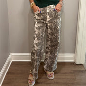 Snake Print Cropped Wide Leg Pant