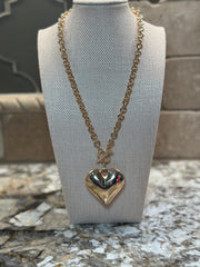Gold Chain Necklace w/ Puff Heart Charm