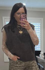 Ash Mocha Sleeveless Knitted Sweater Vest
