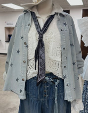 Light Denim Stars Button Down Shacket