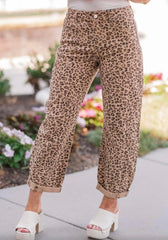Risen Camel Leopard Slight Barrel Pant