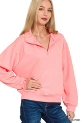 Bright Coral Pink 1/4 Zip Scuba