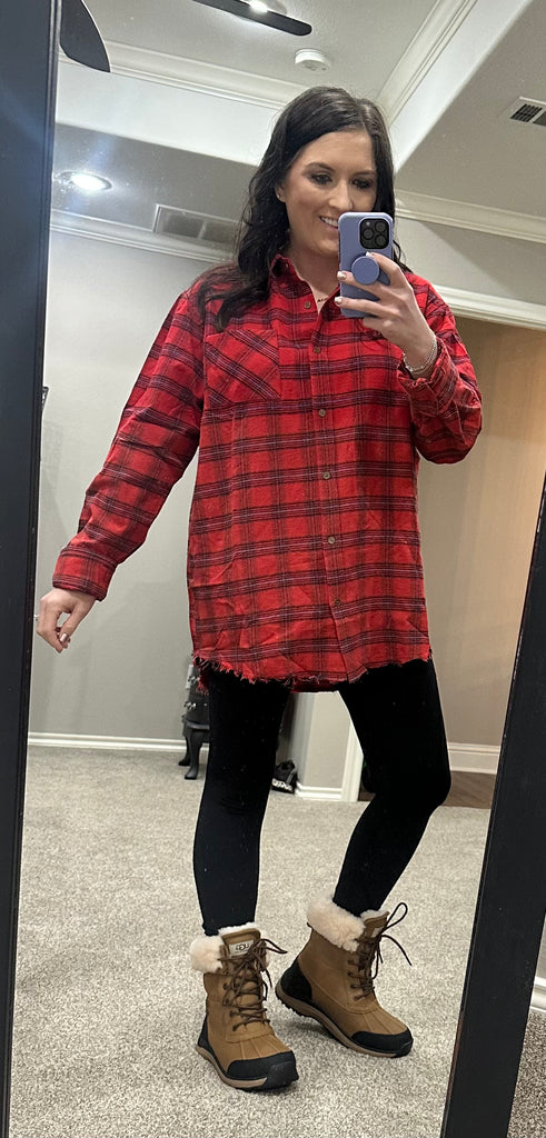 Red Kayla Plaid Tunic Top